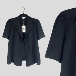 Lafayette 148 New York Womens Blazer Size Small Black Short Sleeves Jacket